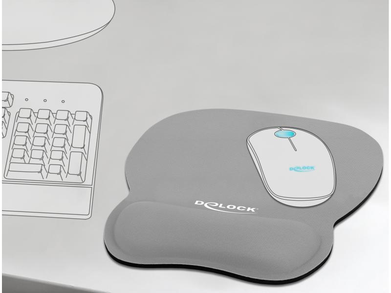 Delock Ergonomische Mausmatte mit Handballenauflage Grau