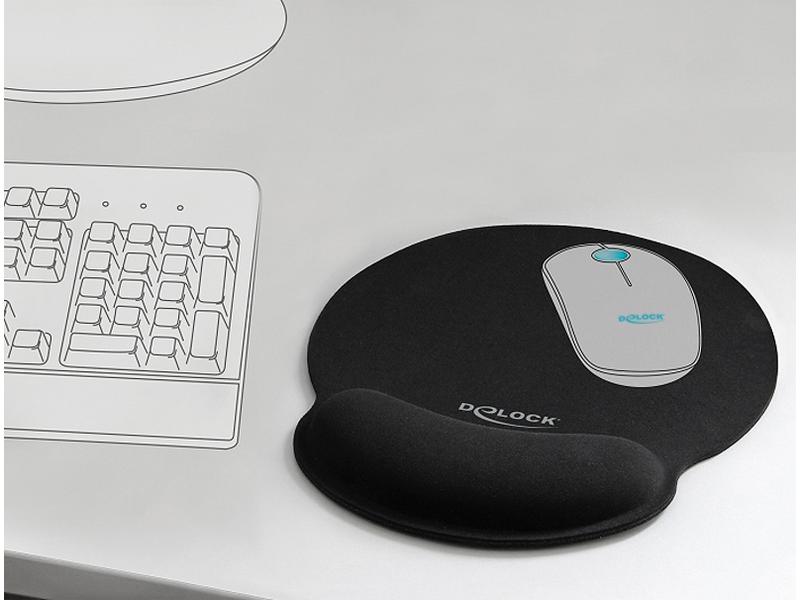 Delock Ergonomische Mausmatte mit Handballenauflage Schwarz