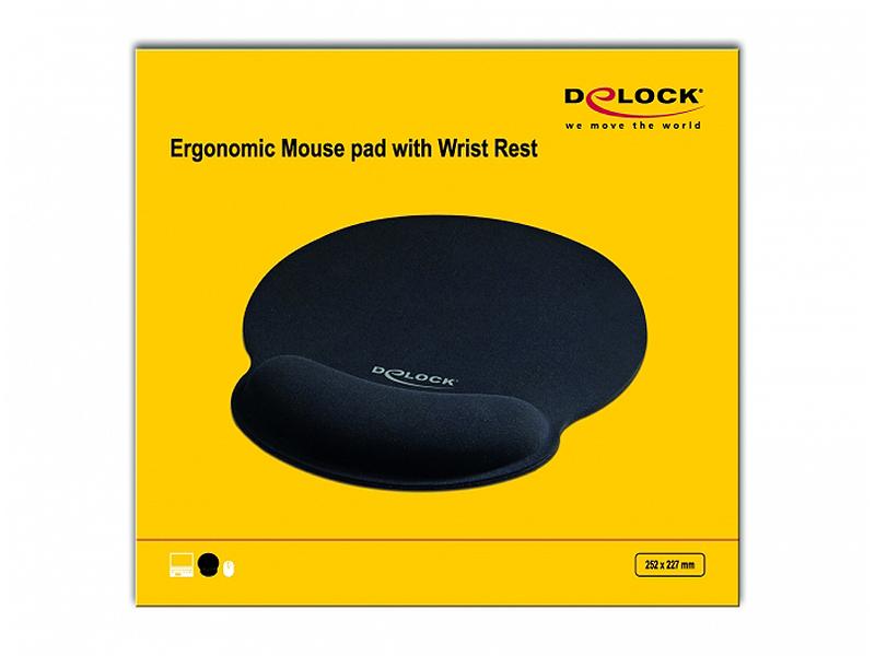 Delock Ergonomische Mausmatte mit Handballenauflage Schwarz