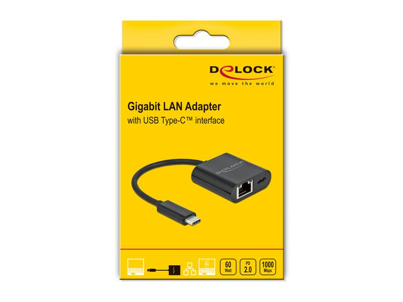 Delock Netzwerk-Adapter Typ-C - RJ-45, 1Gbps mit Powerdelivery