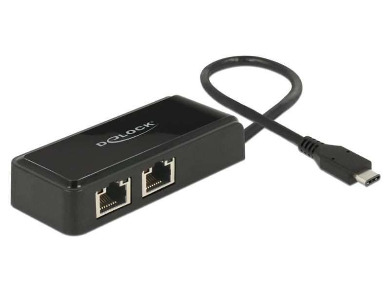 Delock Netzwerk-Adapter USB-C - 2xRJ-45 1Gbps
