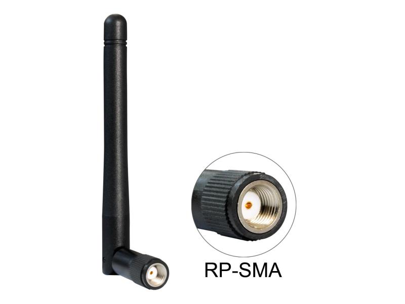 Delock WLAN-Antenne 2.4Ghz, 10.8cm Kippgelenk, drehbar, 2dBi