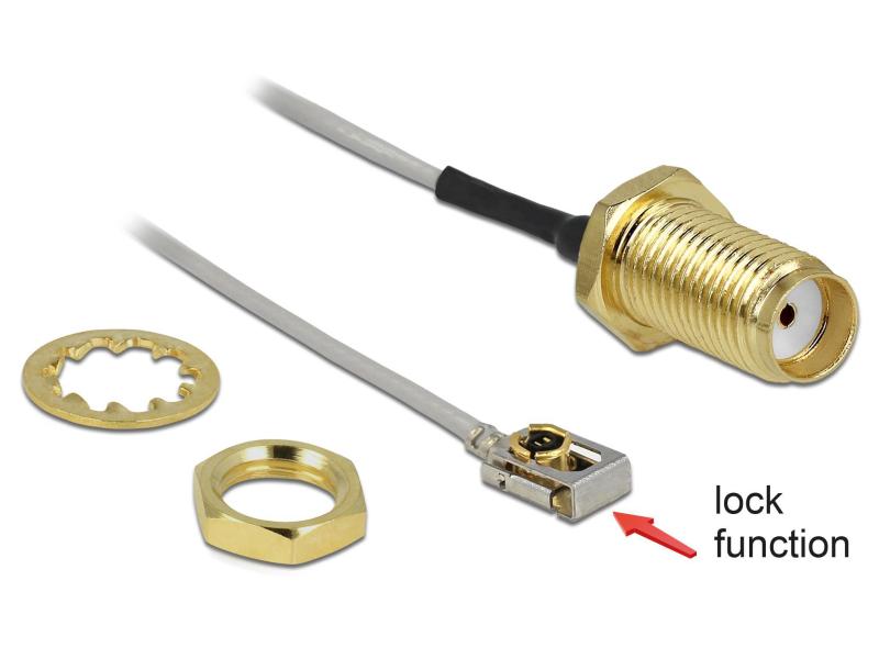 Delock Antennenkabel SMA zu MHF I LK, zum Einbau, 20cm