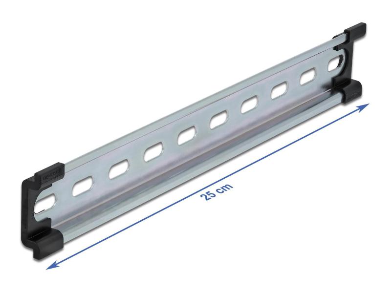 Delock Hutschiene  35 x 7,5 mm, 25 cm aus Stahl, mit Schlitzlöchern