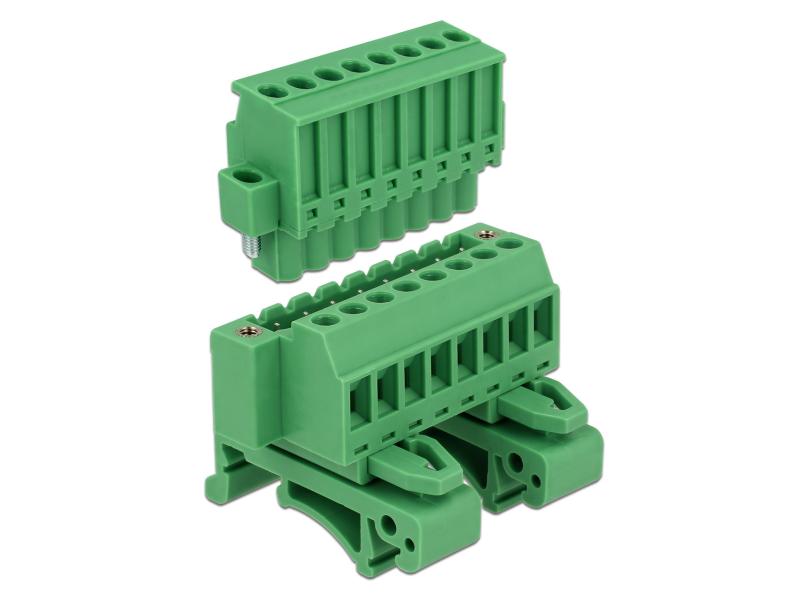 Delock Hutschiene  Terminalblock 8Pin, mit Schraubverriegelung