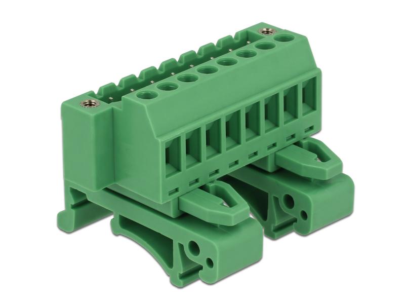 Delock Hutschiene  Terminalblock 8Pin, mit Schraubverriegelung