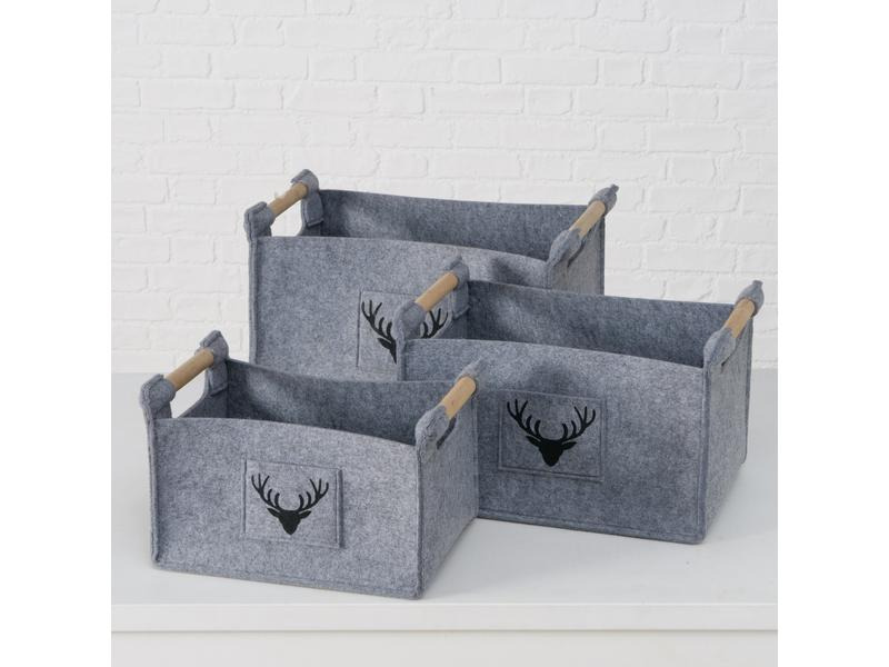 Boltze Aufbewahrungskorb Karly 3er Set, Grau
