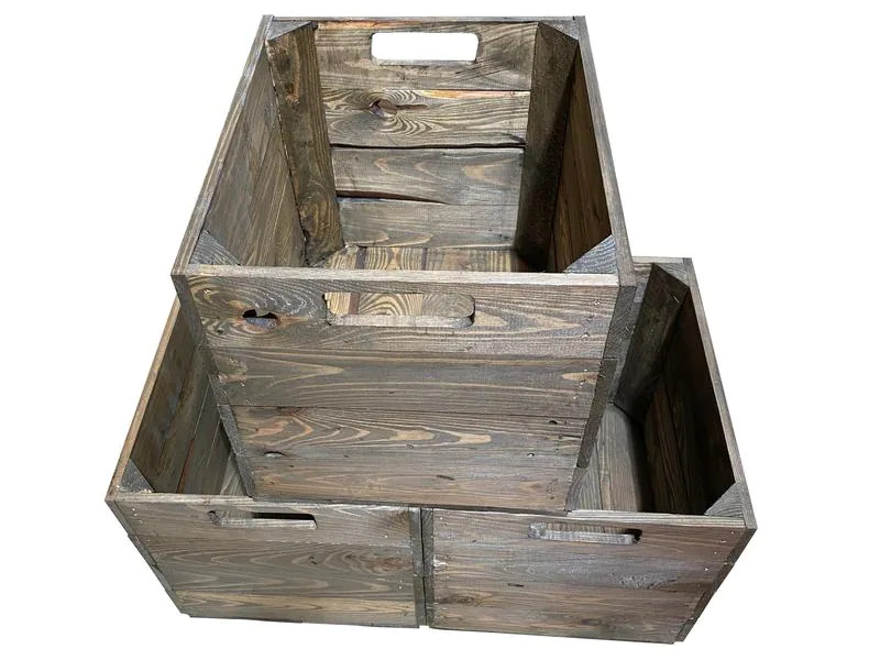 Holz Zollhaus Aufbewahrungskiste Vintage 33 x 38 cm, Braun