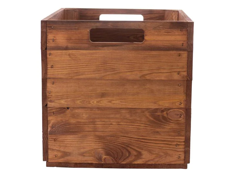 Holz Zollhaus Aufbewahrungskiste Vintage 33 x 38 cm, Braun
