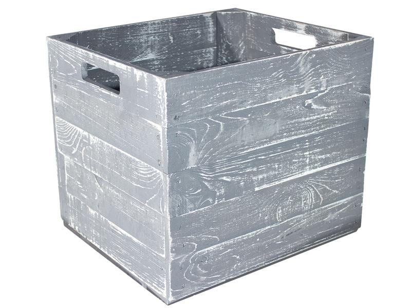 Holz Zollhaus Aufbewahrungskiste Vintage 33 x 38 cm, Grau