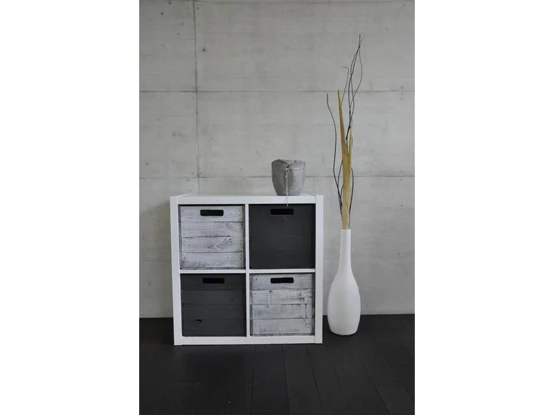 Holz Zollhaus Aufbewahrungskiste Vintage 33 x 38 cm, Grau