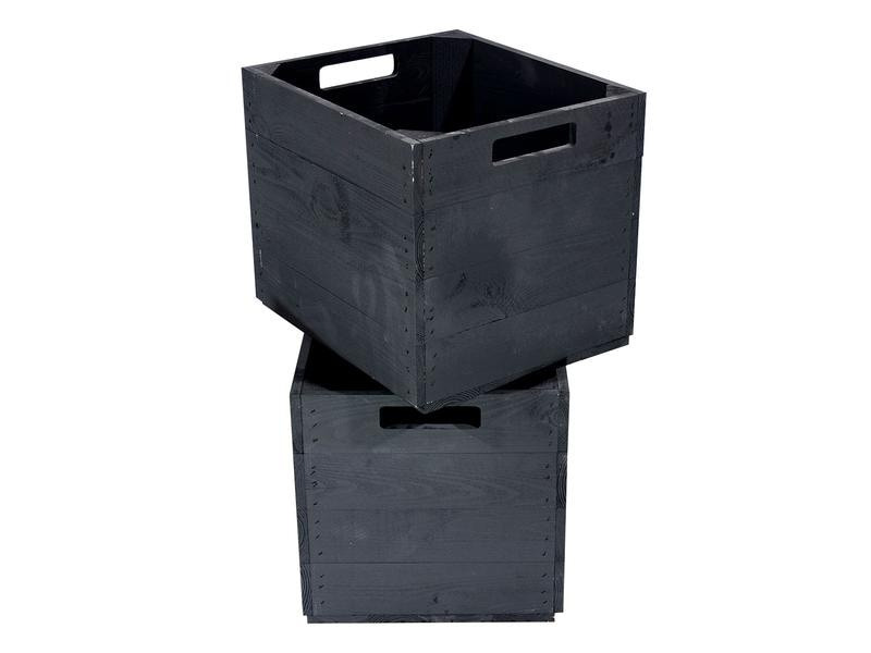 Holz Zollhaus Aufbewahrungskiste Vintage 33 x 38 cm, Schwarz