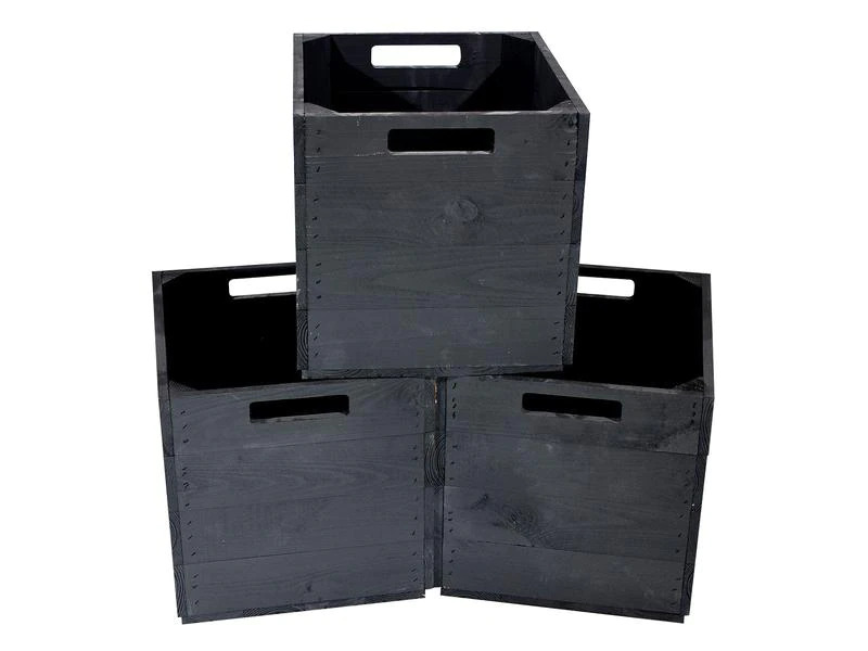 Holz Zollhaus Aufbewahrungskiste Vintage 33 x 38 cm, Schwarz