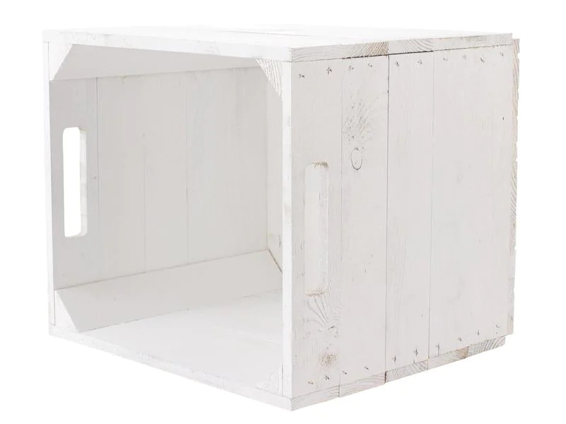 Holz Zollhaus Aufbewahrungskiste Vintage 33 x 38 cm, Weiss