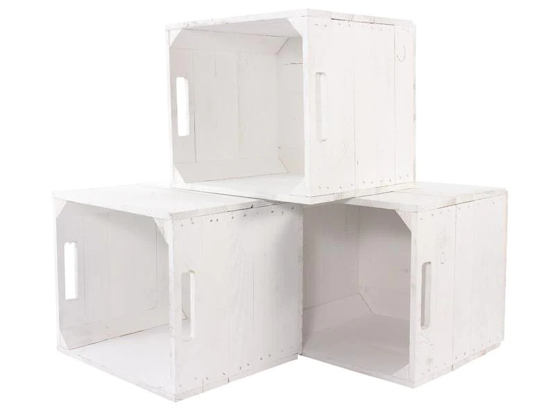 Holz Zollhaus Aufbewahrungskiste Vintage 33 x 38 cm, Weiss