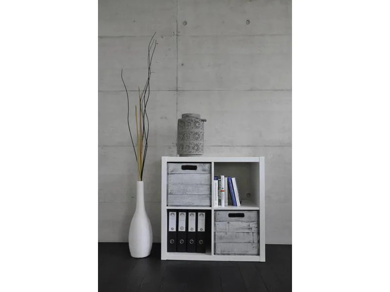 Holz Zollhaus Aufbewahrungskiste Vintage Shabby 33 x 38 cm, Grau