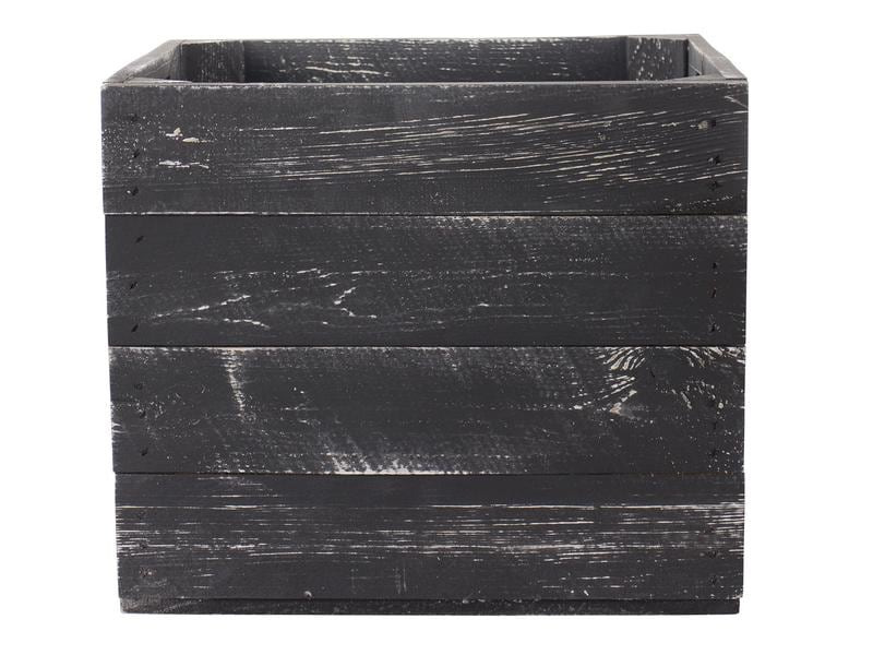 Holz Zollhaus Aufbewahrungskiste Vintage Shabby 33 x 38 cm, Schwarz