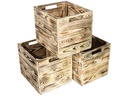 Holz Zollhaus Aufbewahrungskiste Vintage geflammt 33 x 38 cm, Braun