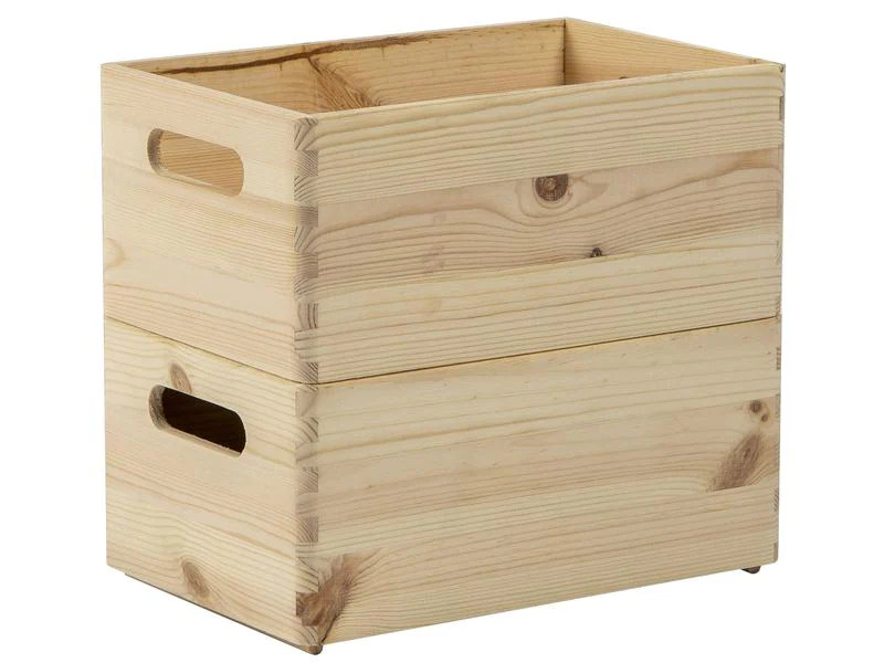 Holz Zollhaus Stapelbox Kiefer 20 x 14 x 30 cm, Braun