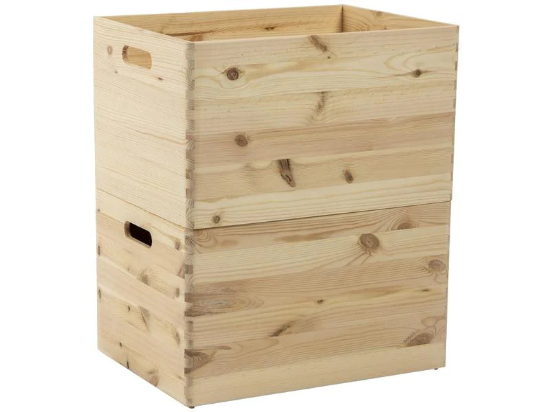Holz Zollhaus Stapelbox Kiefer 30 x 23 x 40 cm, Braun
