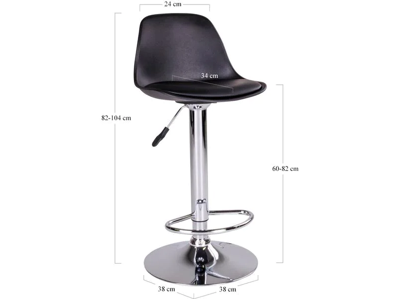 House Nordic Barhocker Trondheim 2 Stück, 41 x 104 cm, Chrom/Schwarz