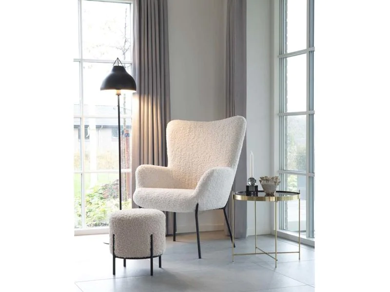 House Nordic Hocker Alford 37 x 35.5 cm, Schwarz/Weiss