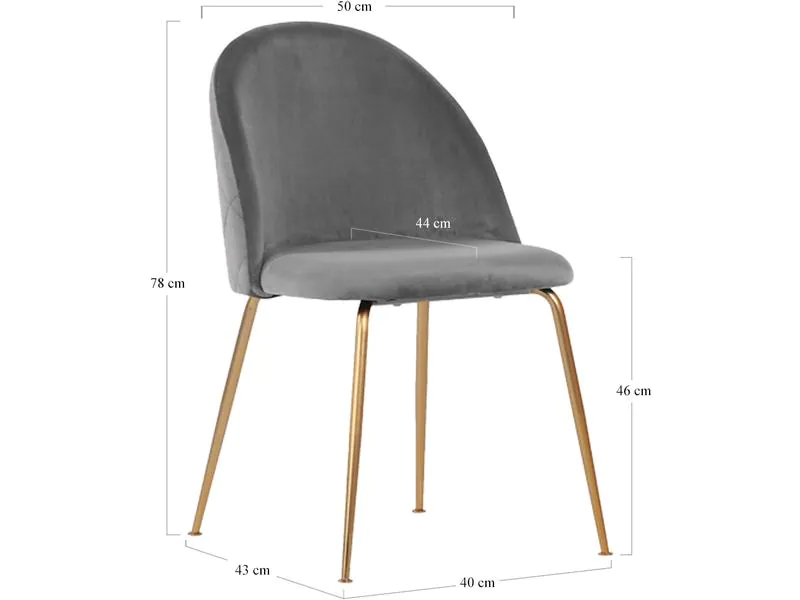 House Nordic Stuhl Geneve 2 Stück, 78 x 52 cm, Gold/Grau