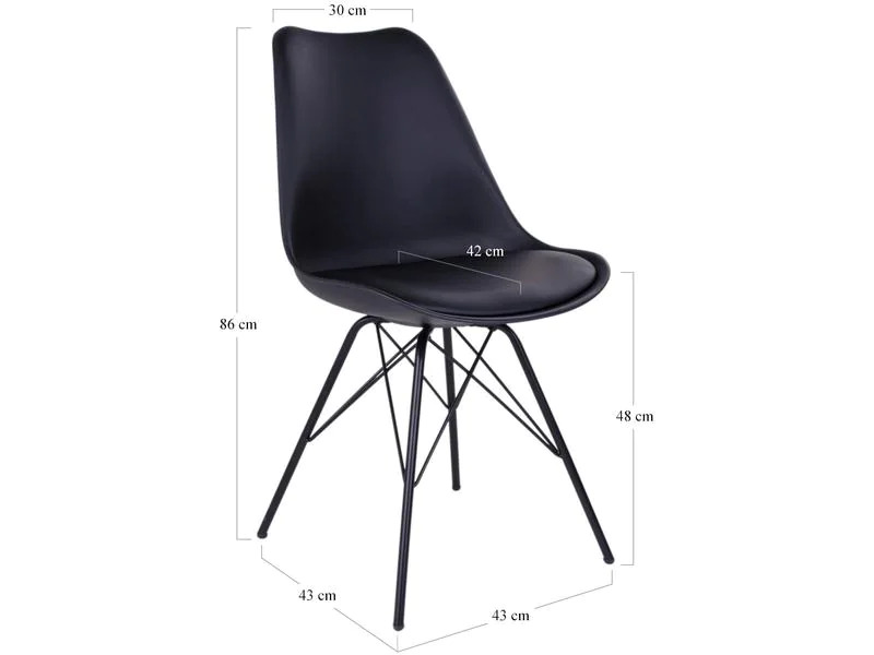 House Nordic Stuhl Oslo 2 Stück, 57 x 62 cm, Schwarz