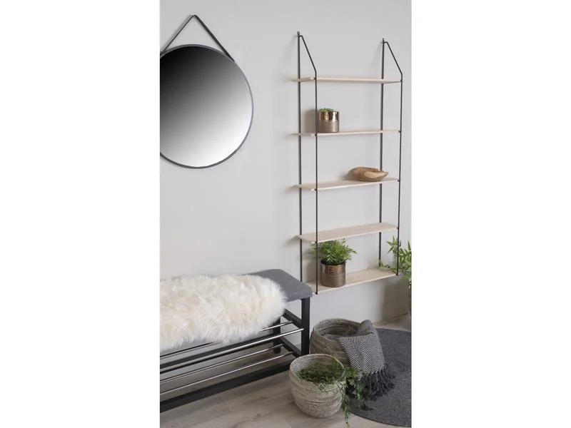 House Nordic Wandregal Eindhoven 145 x 65 cm, Nature/Schwarz