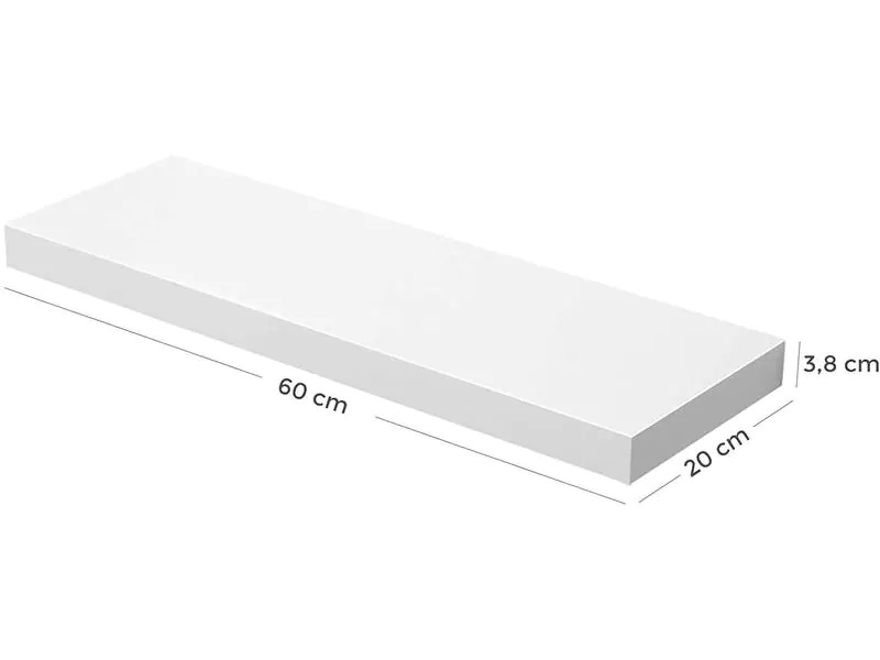Songmics Wandregal 60 x 20 cm Holz, Weiss
