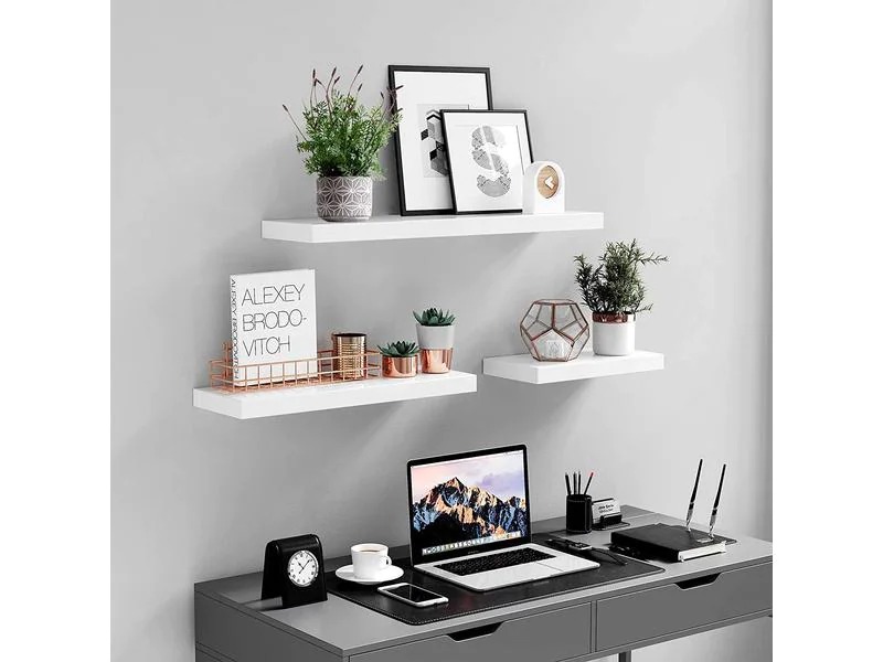 Songmics Wandregal 60 x 20 cm Holz, Weiss