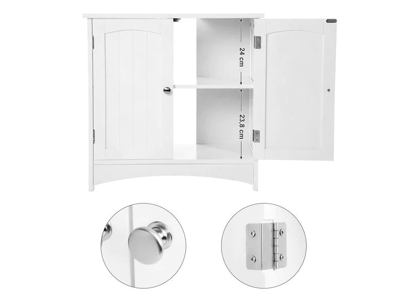 VASAGLE Badezimmerregal mit Doppeltür aus MDF, Weiss