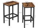 VASAGLE Barhocker eckig, 2er Set, Metall, Holz