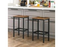 VASAGLE Barhocker eckig, 2er Set, Metall, Holz