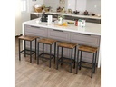 VASAGLE Barhocker eckig, 2er Set, Metall, Holz