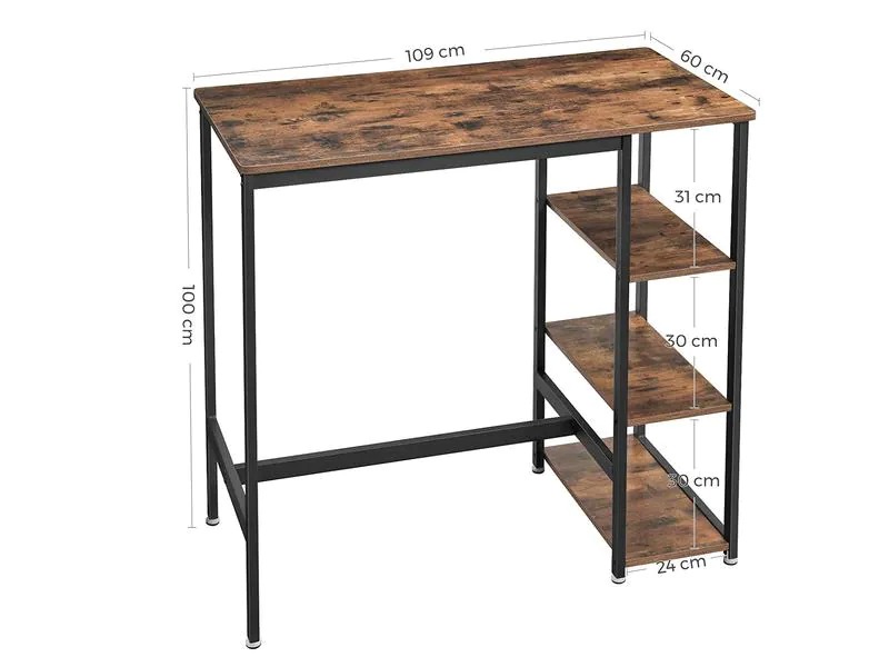 VASAGLE Bartisch aus Holz und Stahl, 60 x 109 cm