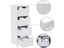 VASAGLE Regal mit 4 Schubladen aus MDF, Weiss