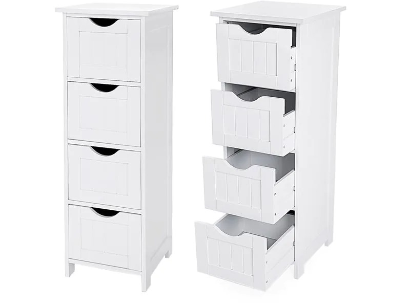 VASAGLE Regal mit 4 Schubladen aus MDF, Weiss