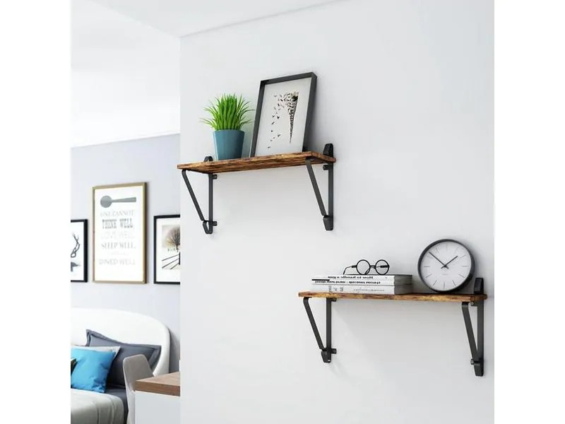 VASAGLE Wandregal 2er Set, 60 x 20 cm, Holz / Metall