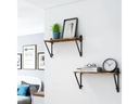 VASAGLE Wandregal 2er Set, 60 x 20 cm, Holz / Metall