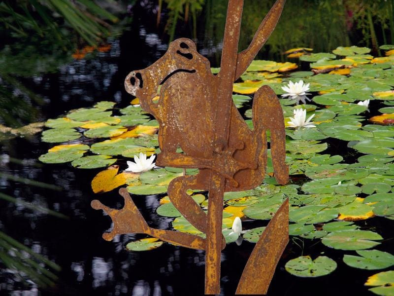 Ambiance Gartenstecker Frosch an Schilfkolben, 90 cm