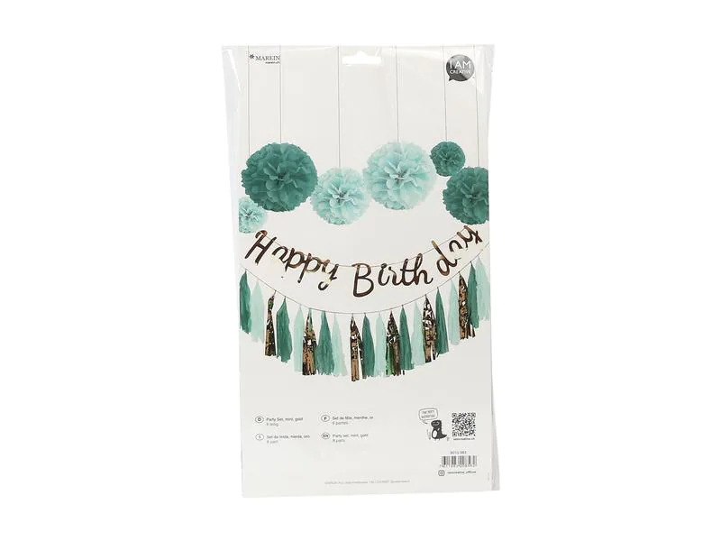 I AM CREATIVE Girlande Birthday Gold/Mint