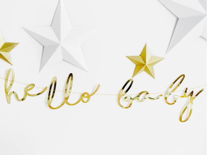 Partydeco Girlande Hello Baby 70 m, Gold