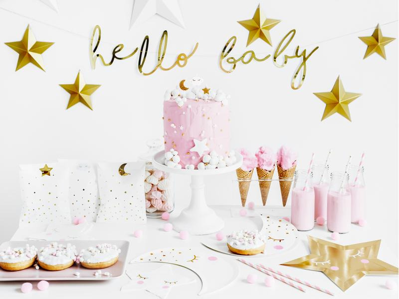 Partydeco Girlande Hello Baby 70 m, Gold