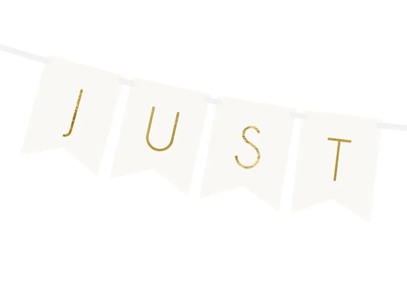 Partydeco Girlande Just Married 15 x 155 cm, Weiss/Gold