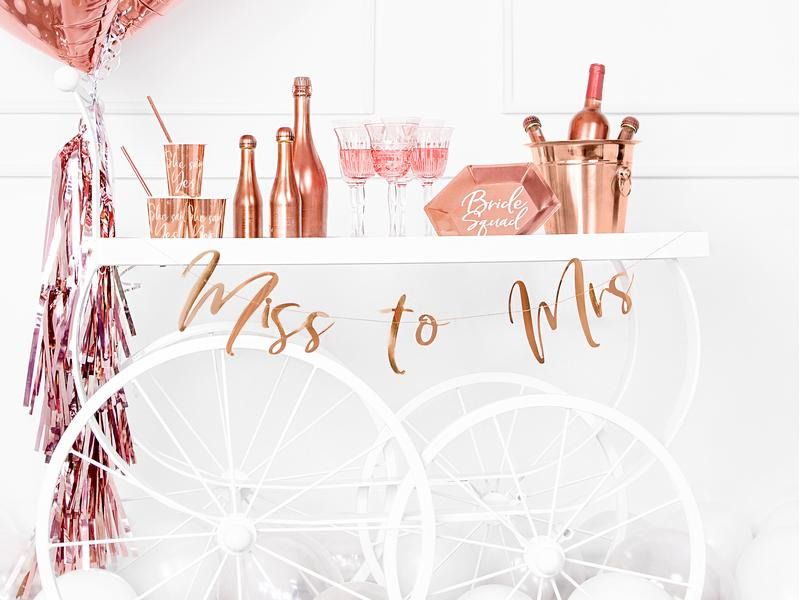 Partydeco Girlande Miss to Mrs 18 x 76 cm, Rosegold