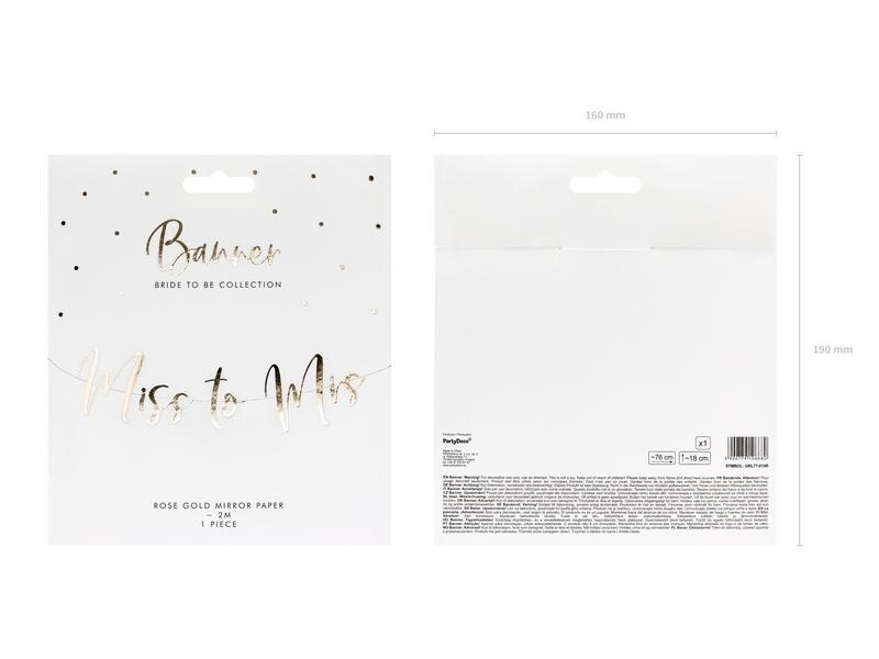 Partydeco Girlande Miss to Mrs 18 x 76 cm, Rosegold