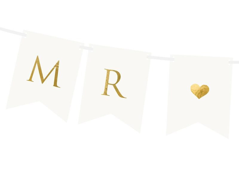 Partydeco Girlande Mr und Mrs 15 x 85 cm, Weiss
