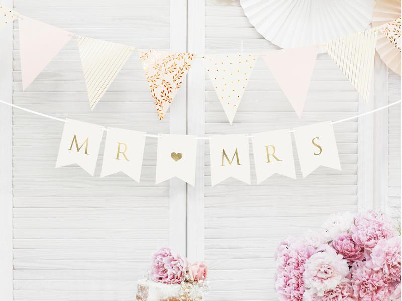 Partydeco Girlande Mr und Mrs 15 x 85 cm, Weiss