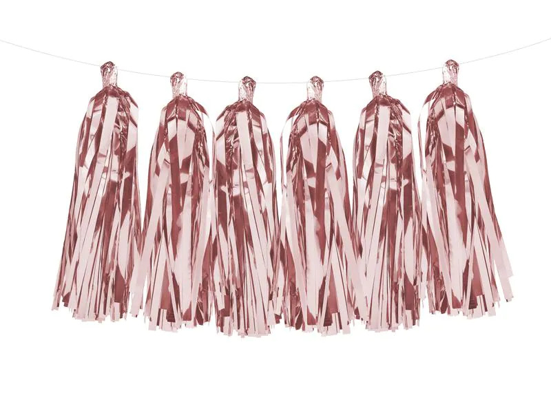 Partydeco Girlande Quasten 1.5 m, 12 Pompons, Rosa